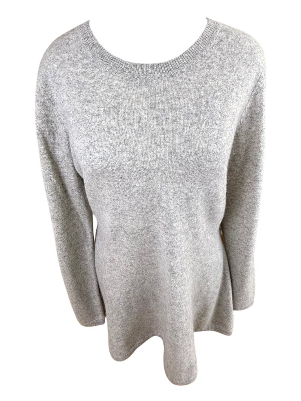Isaac Mizrahi Live Cashmere Sweater Gray Round Neck Peplum (S)